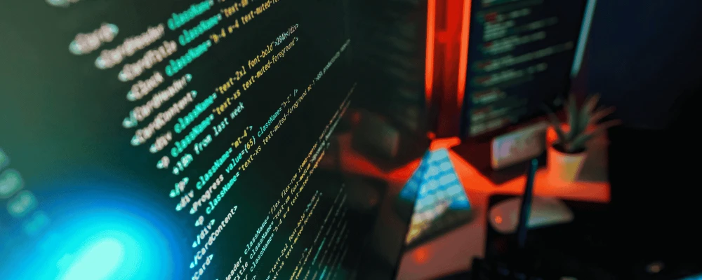 Website code on a computer screen