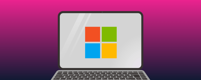 Microsoft logo on a laptop screen