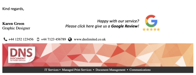 Leave a google review email signature